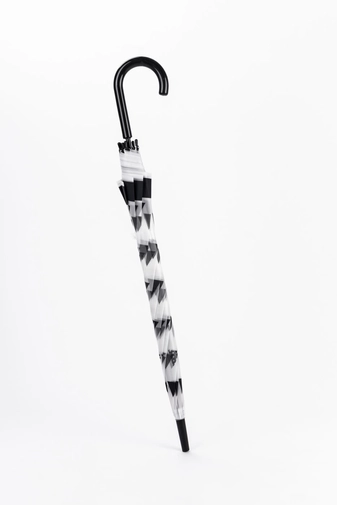 Fekete Rombusz Mintás Áttetsző Bot Esernyő, 116 cm Átmérővel
