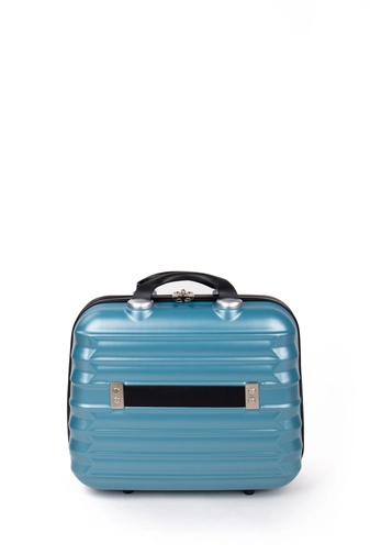 Közepes Méretű Világos Kék Színű Keményfalú Bőröndre Akasztható Kézipoggyász