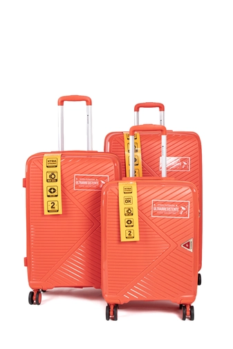 Nagy Méretű Narancssárga Négy Kerekű Kemény Falú Bőrönd