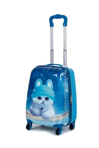Kék Macska Mintás Keményfalú Mini Gyerek Bőrönd
