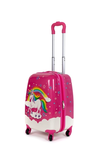 Rózsaszín Unikornis Mintás Keményfalú Mini Gyerek Bőrönd
