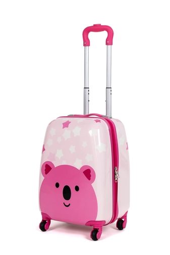 Rózsaszín Medve Mintás Keményfalú Mini Gyerek Bőrönd