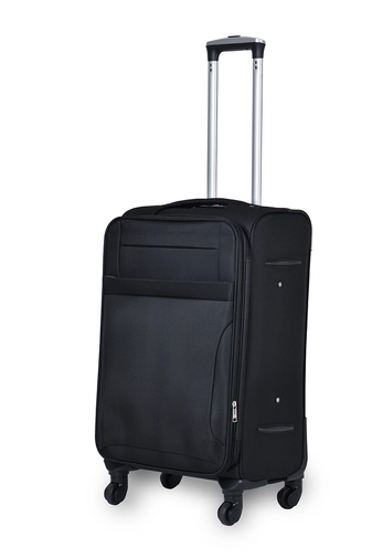Fekete Puha Közepes Méretű Bőrönd (66x43x26cm)