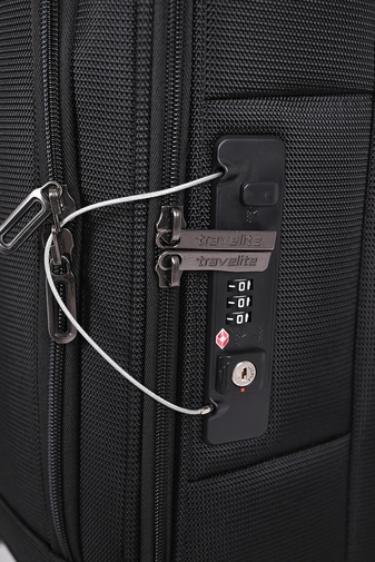 Travelite Fekete Puhafalú Biztonsági Kabinbőrönd