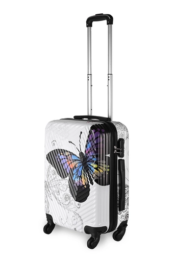 Fehér Pillangós Keményfalú Kabinbőrönd
