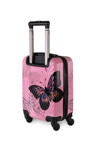 Rózsaszín Pillangós Keményfalú Ingyenes Méretű Bőrönd