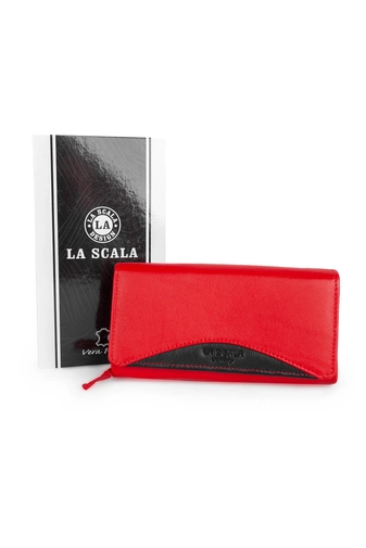 La Scala Piros-Fekete Nagy Méretű Bőr Pénztárca