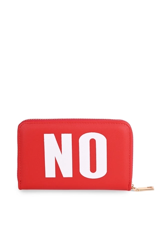 Piros közepes méretű Yes-No feliratos cipzáras pénztárca