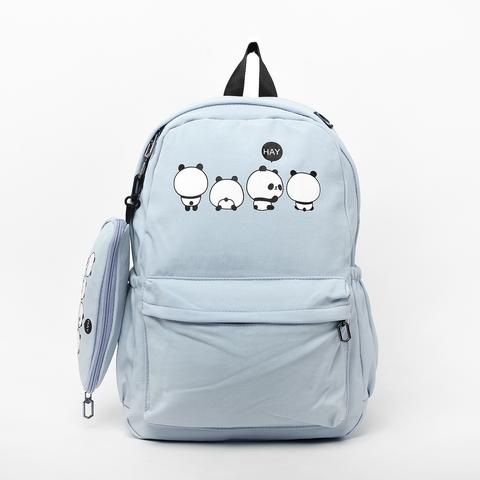 Világoskék Panda Macis Hátizsák Tolltartóval Világoskék Panda Macis Hátizsák Tolltartóval