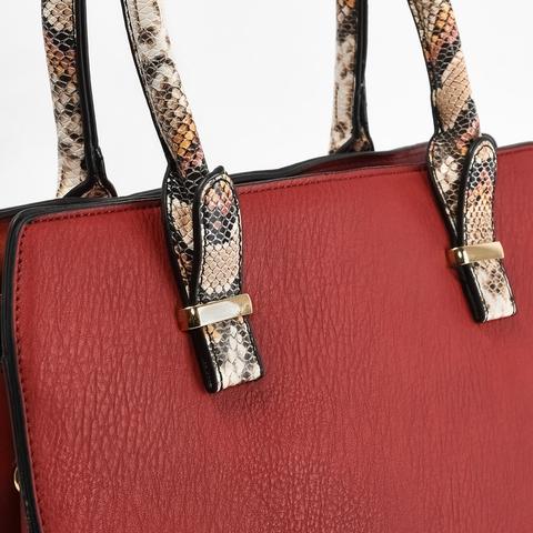 Elegáns Női Műbőr Piros Kézitáska Kigyóbőr pánttal Elegáns Női Műbőr Piros Kézitáska Kigyóbőr pánttal