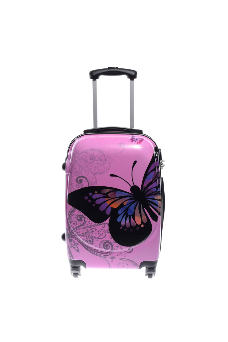 Ormi Rózsaszín Pillangós Kemény Kabin Bőrönd