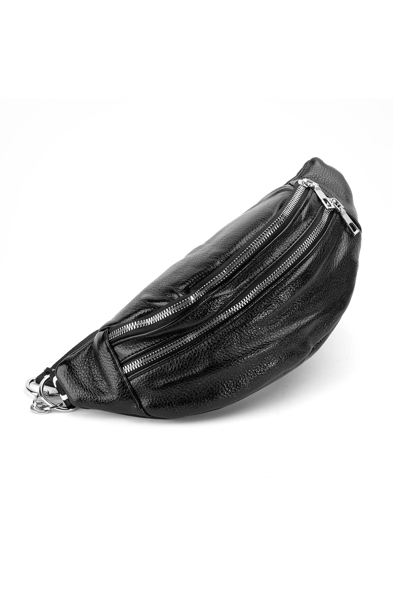 Fekete feliratos pántos övtáska / keresztpántos táska