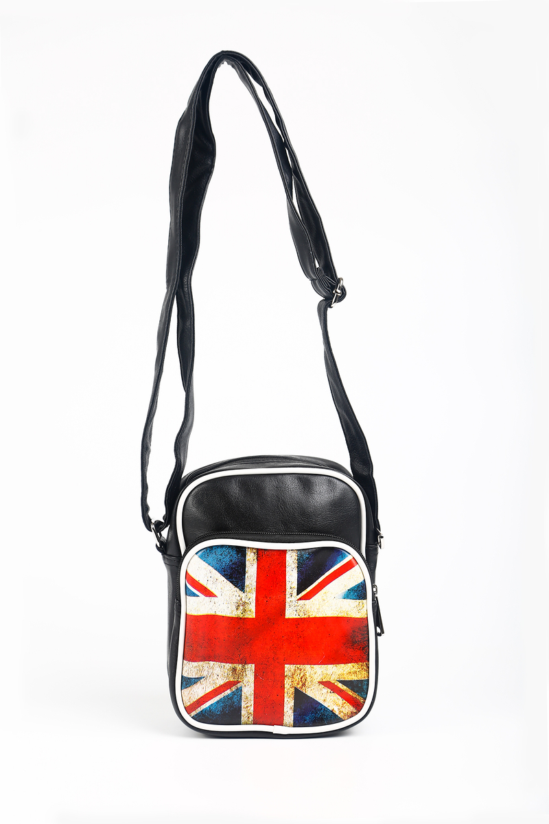 R&J Brit Zászlós Fekete/Fehér Műbőr Női Oldaltáska