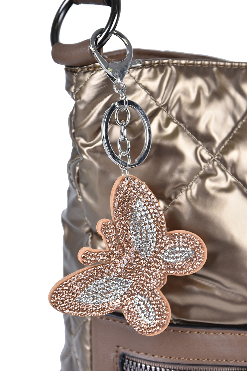 Arany-Ezüst  pillangó alakú strasszos kulcstartó és Táskadísz
