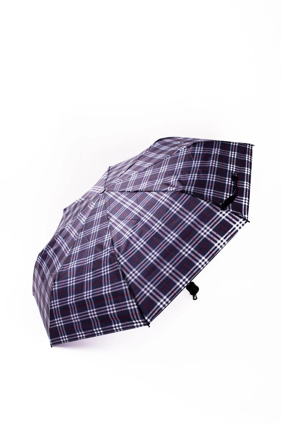 Kék-Fehér Kockás Összecsukható Esernyő, 96 cm Átmérővel