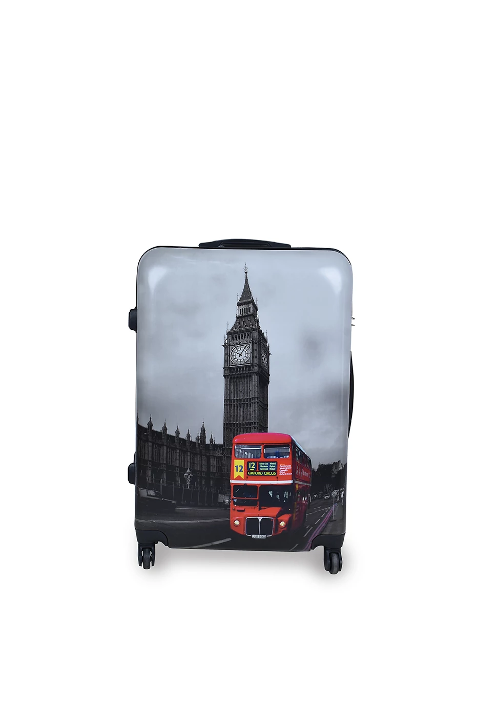 Ormi Szürke-Piros London Mintás Nagyméretű Kemény Bőrönd