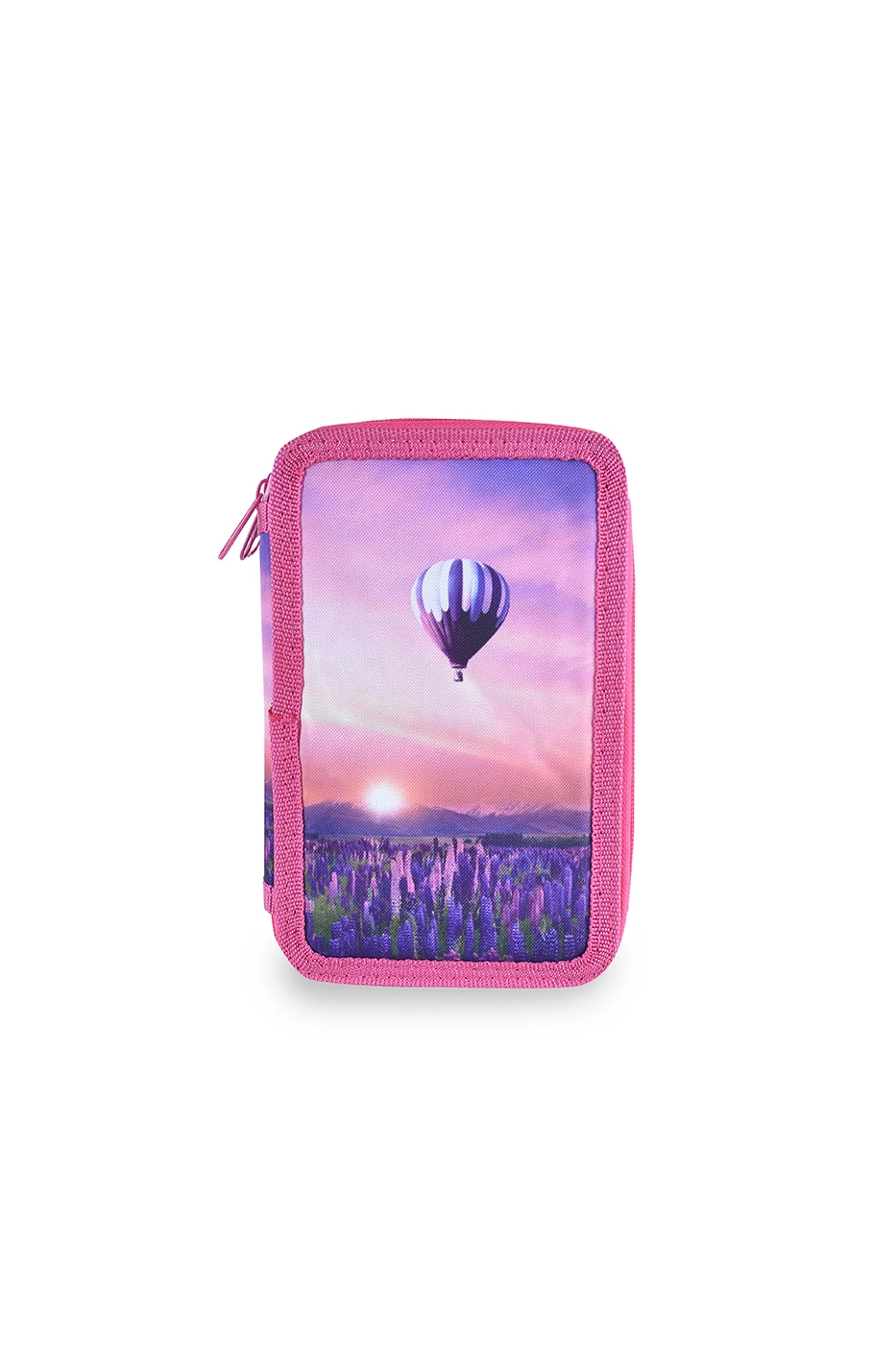 Lila Hőlégballon Mintás Három Rekeszes Tolltartó