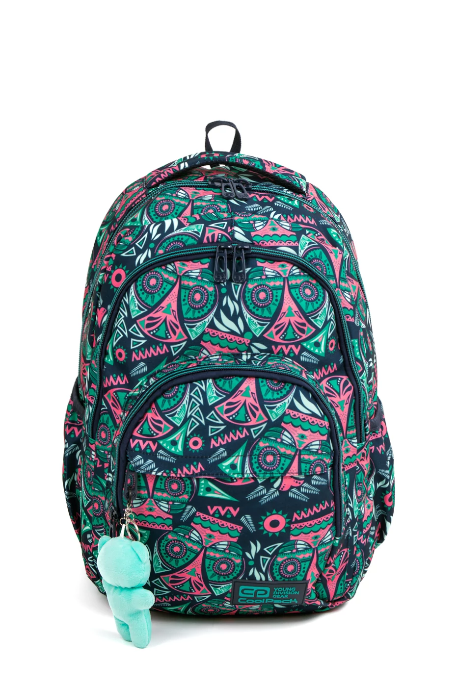 CoolPack Azték Mintás Iskolatáska Plüssmaci Kulcstartóval
