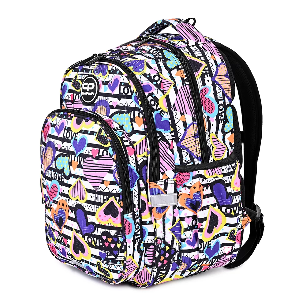 CoolPack Sokszínű Szívecske Mintás Ergonomikus Iskolatáska